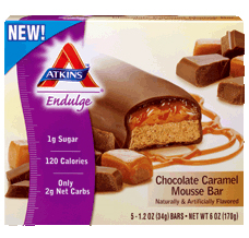 Atkins Endulge Chocolate Caramel Mousse, Dose mit 5 Riegel